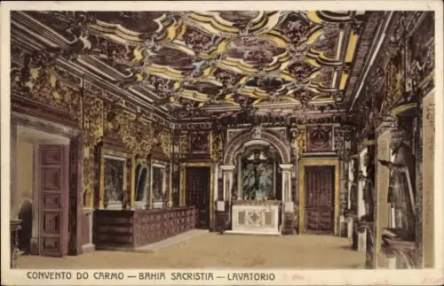 Ak Bahia Brasilien, Konvent, Sakristei, Lavatorium, kunstvoll verzierte Decke