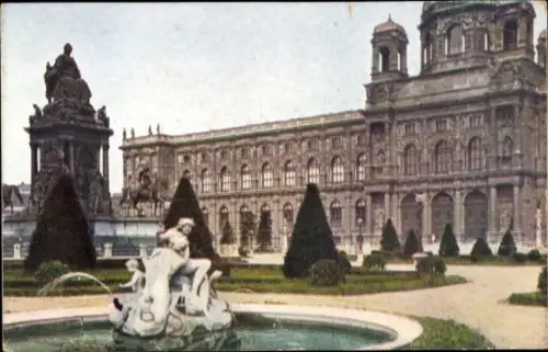 Ak Wien 1 Innere Stadt, Kaiserin Maria Theresien-Denkmal, Staatsmuseum, Brunnen, Statue