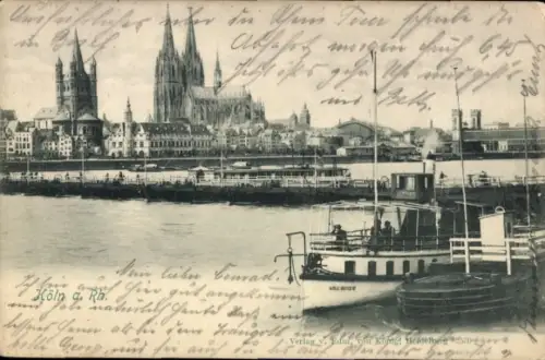 Ak Köln am Rhein, Kölner Dom, Rhein, Dampfschiff,  