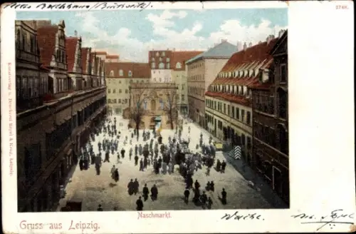 Ak Leipzig, Naschmarkt, Menschenmenge,  Gebäude, Leipzig