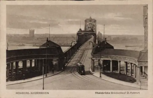 Ak Homberg am Rhein Duisburg im Ruhrgebiet, Rheinbrücke Brückenkopf
