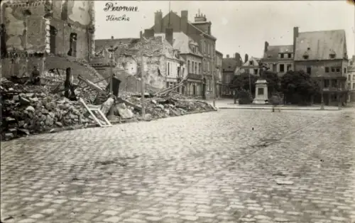Foto Ak Péronne Somme, Kirche, Ruinen