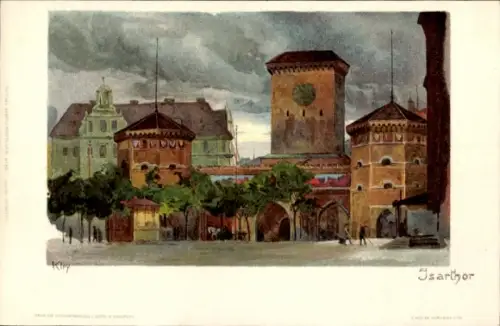 Künstler Litho Kley, Heinrich, München, Isartor