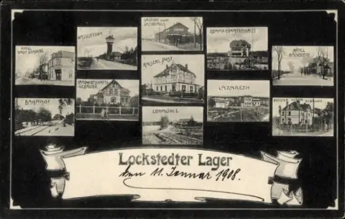 Ak Lockstedt in Schleswig Holstein, Lager, Hotel, Wasserturm, Bahnhof, Post, Gasthof