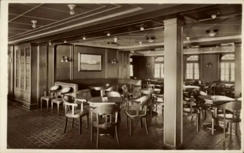 Ak HSDG Dampfer Monte Sarmiento, Zweischraubenmotorschiff, Rauchsalon