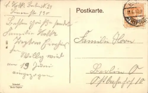 Ak Berlin Treptow, Panorama, Ruderboot, Segelboot