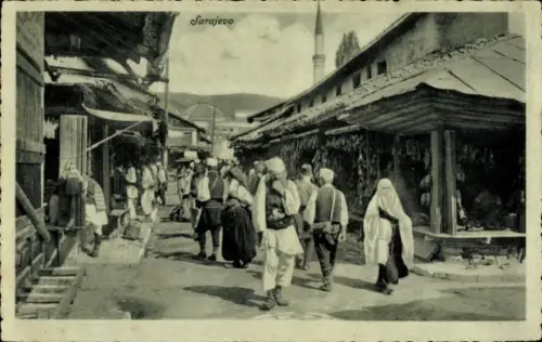 Ak Sarajevo Bosnien Herzegowina, Straßenpartie, Anwohner