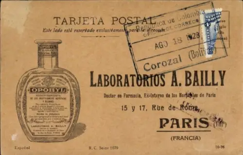 CPA Paris VIII Élysée, Rue de Roma, Laboratorios A. Bailly