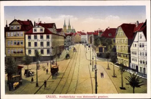 Ak Kassel, Fuldabrücke, Adler Apotheke, Heinrich Riemann vom Holzmarkt aus