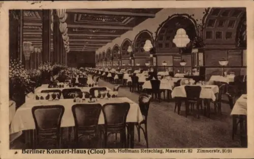 Ak Berlin Mitte Friedrichstadt, Berliner Konzerthaus, Mauerstraße 82, Zimmerstraße 90-91