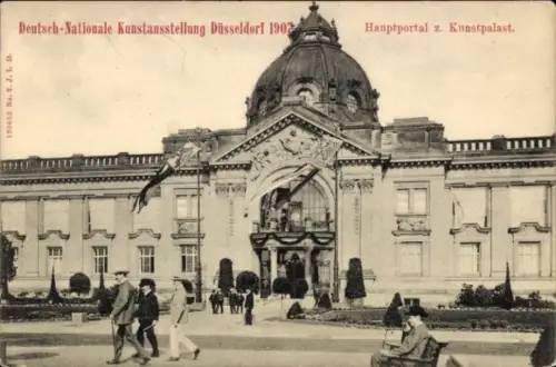 Ak Düsseldorf am Rhein, Deutsch-Nationale Kunstausstellung 1907, Kunstpalast, Hauptportal