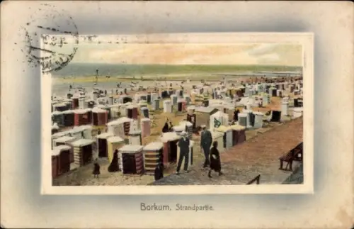 Präge Passepartout Ak Nordseebad Borkum in Ostfriesland, Strandpartie