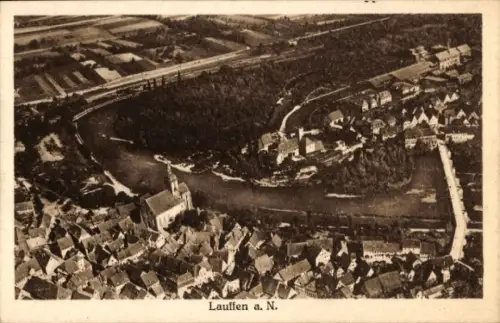 Ak Lauffen am Neckar, Fliegeraufnahme