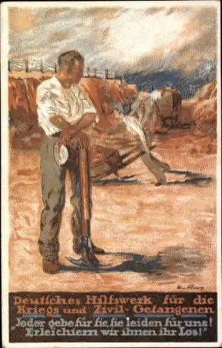 Künstler Ak Deutsches Hilfswerk für die Kriegs- und Zivilgefangenen, Häftlinge bei der Strafarbeit