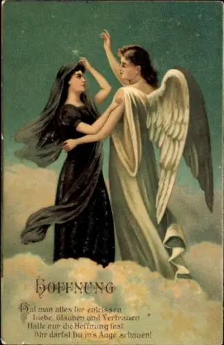 Präge Ak Hoffnung, Engel, Allegorie