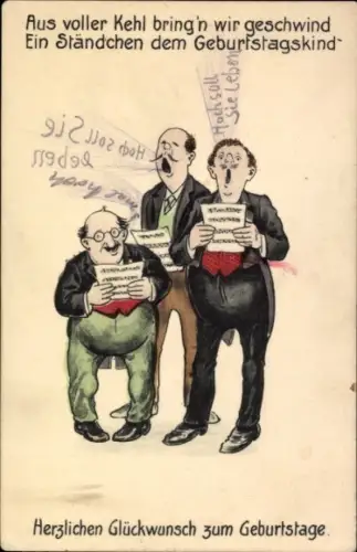 Ak Glückwunsch Geburtstag, Singende Männer