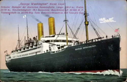 Ak Dampfer Washington, Norddeutscher Lloyd Bremen NDL
