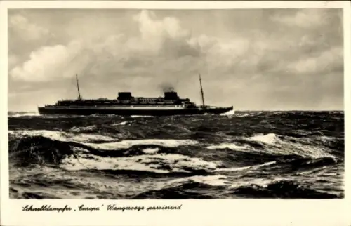 Ak Schnelldampfer Europa Wangerooge passierend, Norddeutscher Lloyd NDL