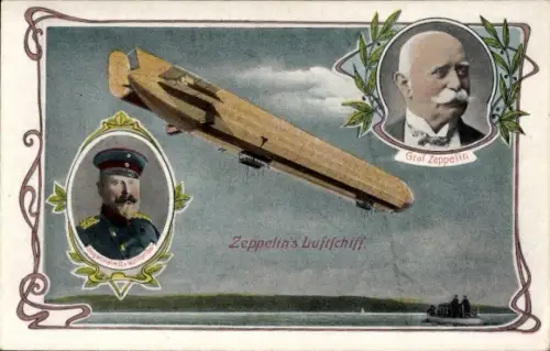 Ak Luftschifffahrt, Zeppelin's Luftschiff, Graf von Zeppelin, König Wilhelm II. von Württemberg