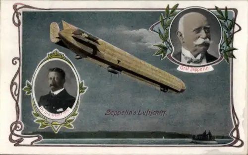 Ak Ferdinand Graf von Zeppelin, Großadmiral Prinz Albert Wilhelm Heinrich von Preußen, Luftschiff