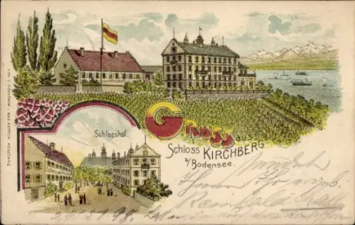 Litho Immenstaad am Bodensee, Schloss Kirchberg, Schlosshof