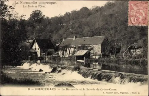 Ak Courteilles Eure, Deversoir et la Seierie de Creve-Cour