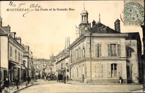 Ak Montereau Seine et Marne, Post, Grande Rue