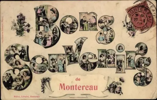 Ak Montereau Seine et Marne, Buchstaben, Personen