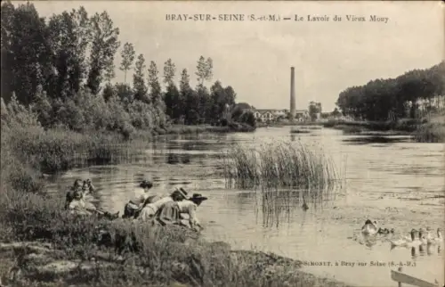 Ak Bray sur Seine Seine et Marne, Lavoir du Vieux Mouy, Schornstein