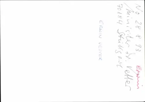 Foto Politiker Erwin Vetter, CDU, Autogramm