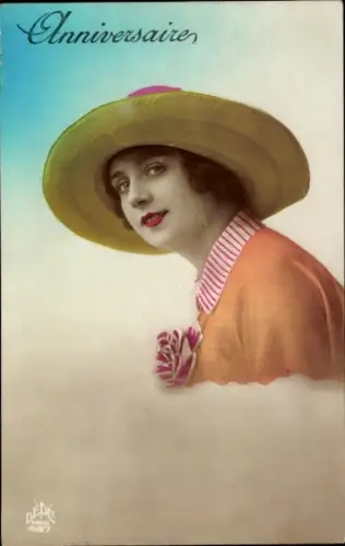 Ak Frau mit Hut, Portrait