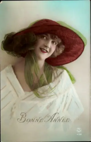 Ak Junge Frau mit Hut, Portrait