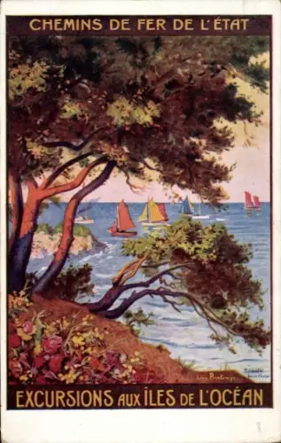 Künstler Ak Chemins de fer de l'État, Excursions aux Iles de l'Ocean