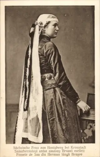 Ak Rumänien, Sächsische Frau aus Honigberg bei Kronstadt