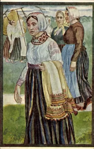 Künstler Ak Dundaga Kurland Lettland, Lettische Volkstracht