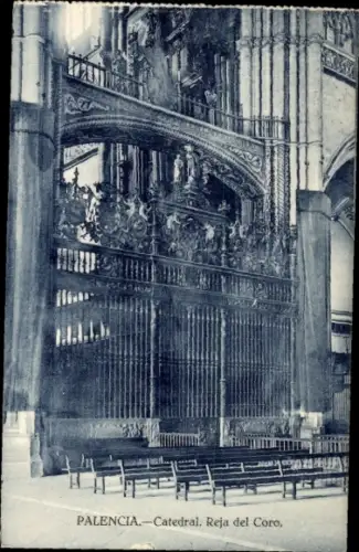 Ak Palencia Kastillen und Leon, Catedral de  Reja del Coro, Kirchenbänke