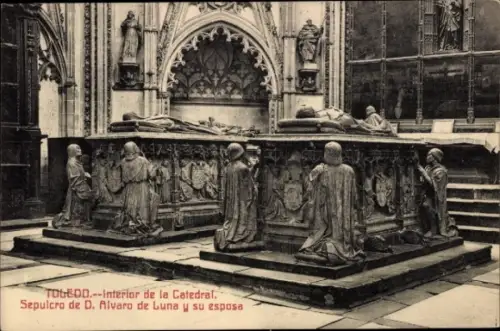 Ak Toledo Kastilien La Mancha Spanien,  Innenansicht der Kathedrale, Grab von D. Alvaro de Luna u