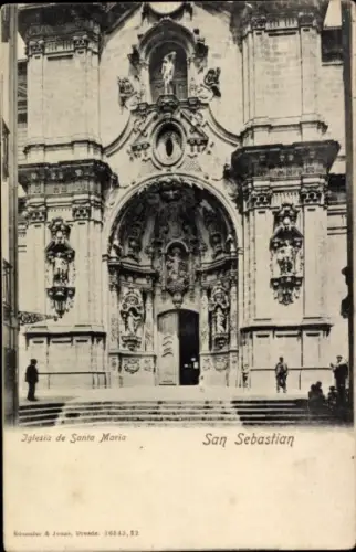 Ak Donostia San Sebastian Baskenland, Iglesia de Santa Maria,   Architektur, Schwarz-Weiß-Foto
