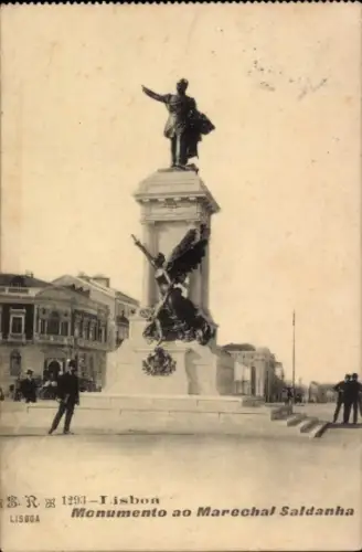 Ak Lisboa Lissabon Portugal, Monumento ao Marechal Saldanha, Statue,  1993