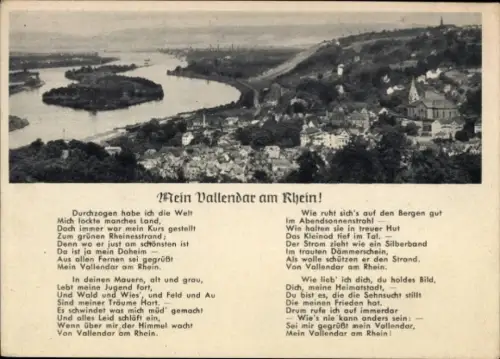 Ak Vallendar am Rhein, Vallendar am Rhein, Gedicht, Landschaft, Fluss, Heimatstadt