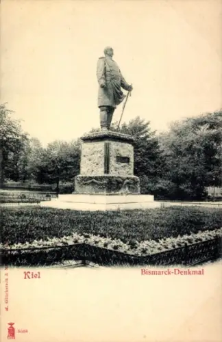 Ak Kiel, Bismarck-Denkmal, Statue von Otto von Bismarck, Parklandschaft, Kiel