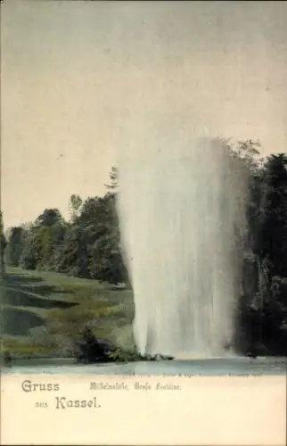 Ak Bad Wilhelmshöhe Kassel in Hessen, Wasserfontäne