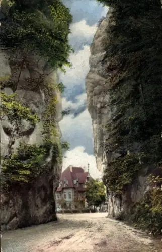 Ak Detmold am Teutoburger Wald, Felsen, Straße, Villa Victoria, Teutoburger Wald