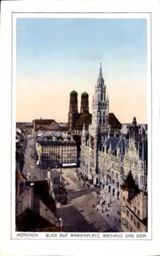 Ak München, Marienplatz, Rathaus, Dom