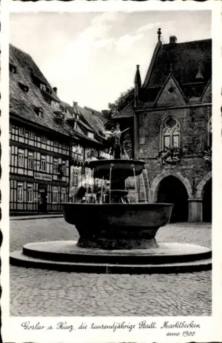 Ak Goslar am Harz, Brunnen, Marktbecken