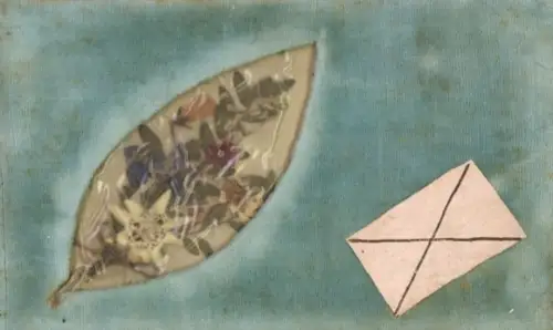 Material Ak Blumen in einer Blattform, Edelweiß, Brief