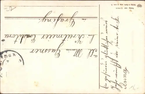 Präge Litho Fröhliches Neujahr, Grammophon, Kind mit Vergissmeinnicht und Klee