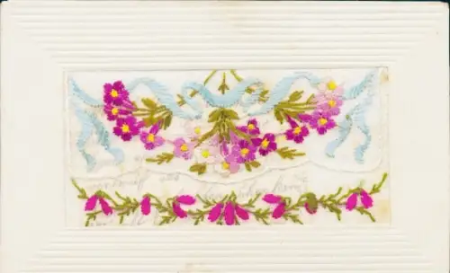 Seidenstick Ak Blumenstrauß, Blühende Blumen, Kitsch