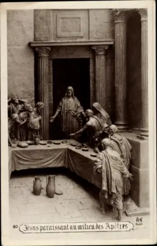 Ak Plastik von Domenico Mastroianni, Jesus mit Aposteln, Festmahl