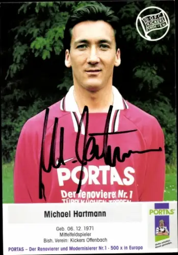 Autogrammkarte Fußballer Michael Hartmann, Kickers Offenbach, Autogramm
